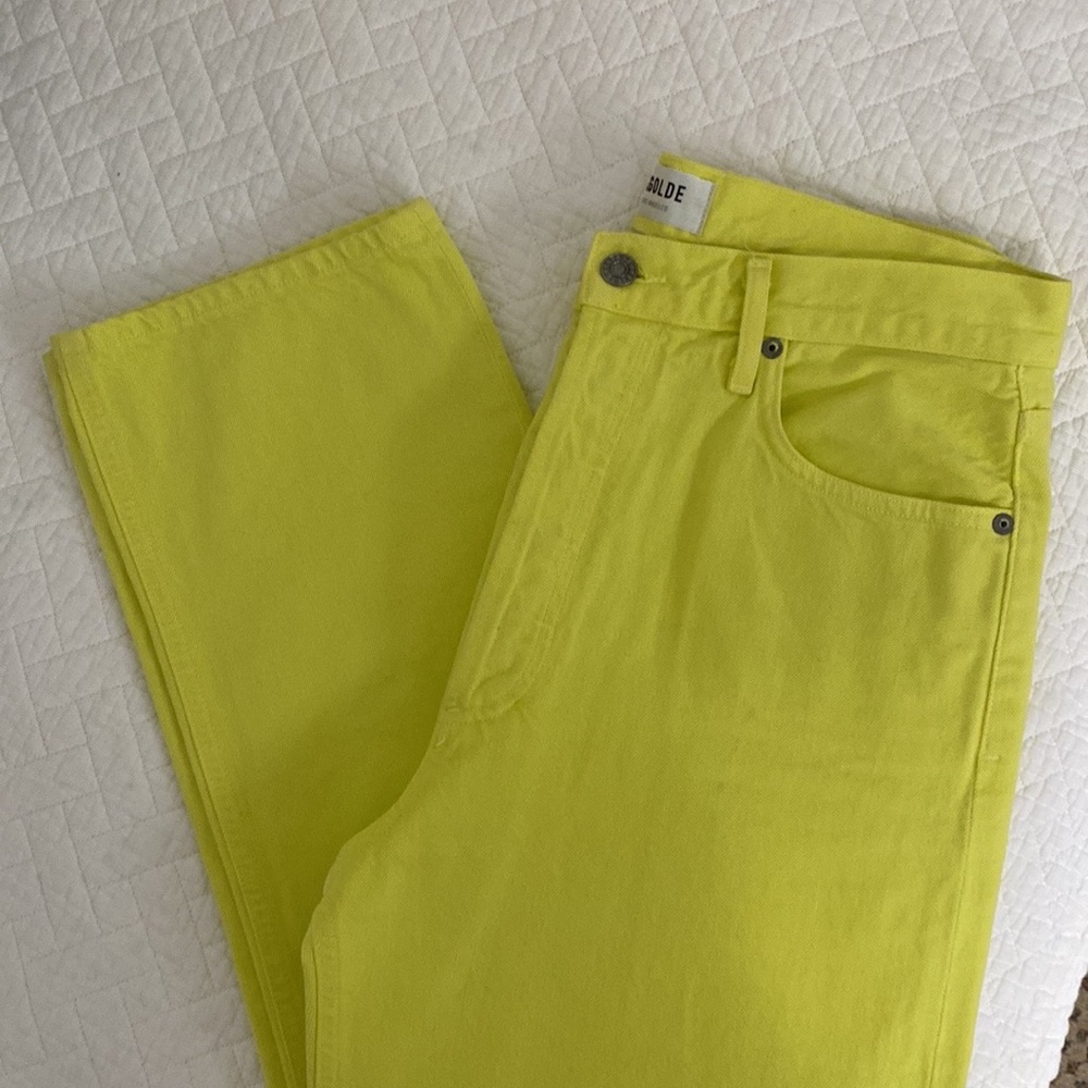 GOLDE 90's Pinch-Waist Straight Jeans Yellow